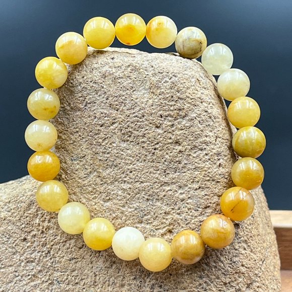 Artisan Jewelry - Yellow Carnelian 8mm Gemstone Bracelet Handmade
